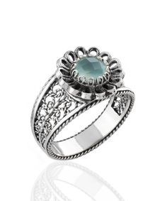 Beautifully handcrafted, historical filigree art women cocktail ring feature aqua chalcedony gemstone. Memorable Wedding, Pink Chalcedony, Silver Cocktail, Blue Stone Ring, Art Women, Aqua Chalcedony, Daisy Pattern, Sterling Silver Filigree, Filigree Design