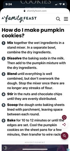 Pumpkin Cookies, Baking Sheets, Stand Mixer, Baking Soda, Chocolate Chip, Dough