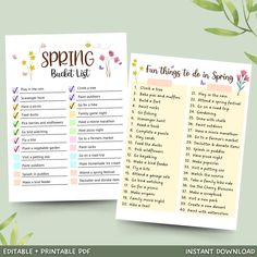 the spring bucket list printable