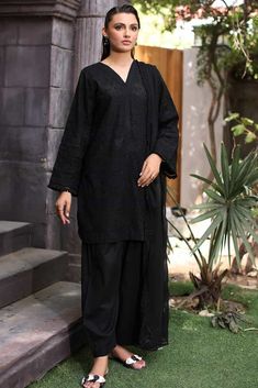 CNP-4-051 | BLACK EDITION-PRET | CHARIZMA in UK USA UAE online kapraye.com Black V-neck Set For Fall, Unstitched Black Cotton Sets, Black Cotton Sets For Fall, Casual Black Sets For Eid, Black Cotton Sets With Chikankari Embroidery, Black V-neck Workwear Sets, Black V-neck Sets For Workwear, Black V-neck Sets For Work, Black Unstitched Long Sleeve Sets