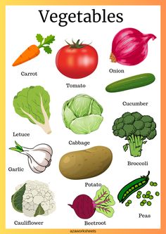 an image of vegetables that are labeled in the word vegetable and what to eat them