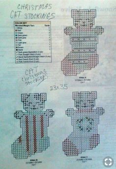 cross stitch christmas stocking instructions on a piece of paper with words written in it