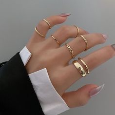 Fashion Ring Set, Gold Butterfly Ring, Gold Color Ring, Punk Jewelry, Geometric Ring, Party Rings, Gold Ring Sets, Knuckle Rings