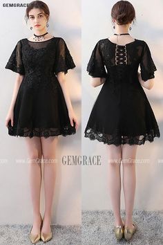 Mini Little Black Aline Lace Party Dress with Sleeves Ref#MXL86013 at GemGrace. #SpecialOccasionDresses Shop now to get $10 off. Pro custom-made service for wedding dress, formal dress. View Special Occasion Dresses,Homecoming Dresses,Cheap Homecoming Dresses,Short Homecoming Dresses,Black Homecoming Dresses,Modest Homecoming Dresses for more ideas. Click to shop now! #BuyableSpecialOccasionDresses Gothic A-line Mini Dress For Party, Black Short Sleeve Evening Dress, Black Mini Length Dress For Prom, Black A-line Party Dress, Black Prom Dress With Short Sleeves, Black Short Sleeve Prom Evening Dress, Gothic Knee-length Party Mini Dress, Black Short Sleeve Evening Dress For Cocktail, Gothic Knee-length Mini Dress For Party