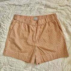 Nwt Never Worn Gingham Shorts Preppy Gingham Bottoms For Summer, Preppy Summer Bottoms With Elastic Waistband, Preppy Spring Bottoms For Picnic, Preppy Summer Bottoms For Picnic, Summer Bottoms With Pockets For Picnic, Summer Picnic Bottoms With Pockets, Gingham Shorts For Spring Daywear, Spring Gingham Shorts For Daywear, Preppy Plaid Bottoms For Summer