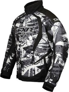 FXR SLASHER Jacket - Charcoal/Sabotage - Snowmobile Gear Black Long Sleeve Outerwear For Snowboarding, Snow Gear, Snowmobile, Athletic Jacket, Quick Saves