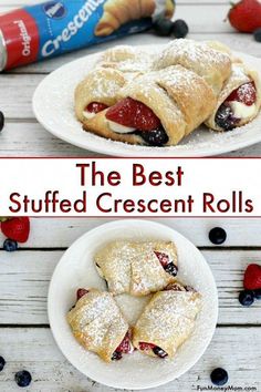 the best stuffed crescent rolls with berries and powdered sugar