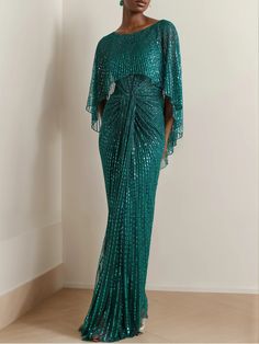 Buyishang Green Sequin Dolman Sleeve Maxi Dress – Buyishang Dresses Dolman Sleeve Maxi Dress, Sequin Evening Dresses, Blue Tulle, Tulle Gown, Jenny Packham, Green Sequins, Maxi Dress With Sleeves, Mother Of The Bride Dresses, Bride Dress