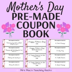 the mother's day pre - made coupon book