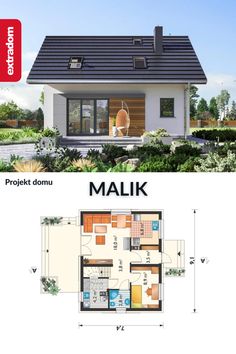 the floor plan for a small house with two rooms and an attached garage, which is also