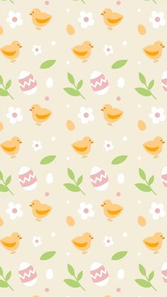 an image of a pattern with birds and flowers on the background, in pastel colors