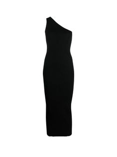 The One-Shoulder Midi Dress by Toteme has a flattering, form-fitting silhouette with an asymmetric, one-shoulder neckline. The dress has a ribbed knit construction and falls to a mid-length, straight hem. [tab] Composition: 65% viscose, 35% polyamide Size and Fit: Runs True to Size. The model is 5 ft 9 in wearing size S. Care Instructions: Dry Clean Only Origin: Imported SKU: TOT49R755 Questions about size, fit, or how to style? The KZ team is here to help you look and feel your best! Chat with Dress Reference, Zara Midi Dress, Black Attire, One Shoulder Midi Dress, Pinterest Outfits, Maxi Knit Dress, Baddie Hairstyles, Black Midi Dress, How To Style