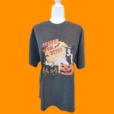 🛒Get into the spooky spirit with our Season of the Witch Shirt. The distressed vintage Halloween design adds retro charm to this cute and funny shirt. With witchy vibes and a variety of options, including comfort color t-shirts and Gildan crewneck sweatshirts, you'll be ready for Halloween in style. (Size up for an oversized fit!) 📦FREE SHIPPING on orders $35 or more to US shoppers 👕Brand = Comfort Colors T-Shirts & Gildan Sweatshirt 🧵Fabric = Comfort Colors (100% Cotton) Gildan Sweatshirt ( Vintage Graphic Print T-shirt For Fall, Vintage Crew Neck Halloween Tops, Vintage Crew Neck Tops For Halloween, Vintage Tops For Costume Party In Fall, Vintage Distressed Tops For Fall, Retro Halloween Streetwear Tops, Black Vintage T-shirt For Fall, Vintage Distressed Halloween T-shirt, Vintage Halloween Graphic Print Tops