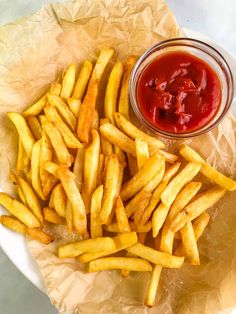 french fries with ketchup on the side