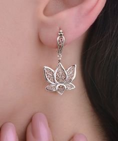 Welcome to my enchanting collection of sterling silver filigree art lotus flower woman dangle drop earrings! Matching bracelet is available: https://rosesilverjewelry.etsy.com/listing/1676508366/sterling-silver-filigree-lotus-flower. Matching pendant necklace is available: https://rosesilverjewelry.etsy.com/listing/1676443164/925-sterling-silver-lotus-flower-woman. Add a touch of elegance and grace to your ensemble with these exquisite earrings. Crafted from high-quality 925 sterling silver, eac Hypoallergenic Spiritual Wedding Jewelry, Hypoallergenic Spiritual Jewelry For Wedding, Elegant Silver Flower Earrings For Mother's Day, Elegant Dangle Jewelry For Mother's Day, Sterling Silver Dangle Jewelry With Intricate Design, Elegant Hypoallergenic Jewelry For Mother's Day, Hypoallergenic White Gold Flower-shaped Jewelry, Filigree Dangle Jewelry For Anniversary, Fine Jewelry With Filigree Dangle