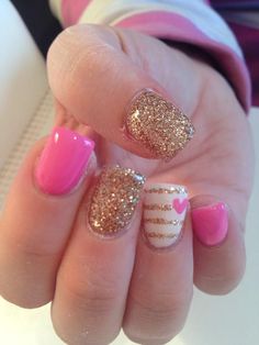 Cute Short Pink Nail Designs, Pink Design Nails Short, Nails Pink With Design, Cute Short Gel Nail Designs, Designs For Pink Nails, Pink Nails Ideas Short, Pink Gel Nail Designs, Pink Nail Designs Short, February Nail Designs