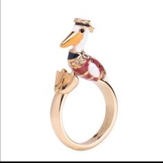 Kate Spade Taking Flight Ring New With Tags White Kate Spade Jewelry, Kate Spade White Round Jewelry, Elegant Kate Spade Gold Rings, Kate Spade Elegant Gold Ring, Cheese Ring, Elephant Ring, Daisy Ring, Jewelry Accessories Ideas, 7 Rings