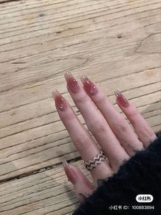 Asian Gel Nail Designs, Jelly Nails On Brown Skin, Jelly Nails With Gems, Coffin Nails Aesthetic, Nails Xiaohongshu, Jelly Nails Acrylic, Hailey Nails, Korean Glass Nails, Xiaohongshu Nails