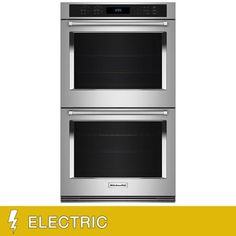 two ovens side by side with the words electric on them and an image of a white background