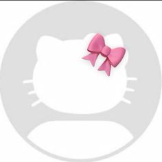 a pink bow on top of a white hello kitty wall decal in the shape of a circle