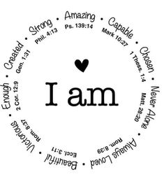 the word i am written in different languages on a circle with an image of a heart