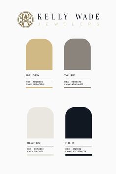 the color scheme for kelly wade jewellers's jewelry collection, including gold, black, and white