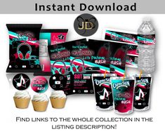 the package includes three drinks, two cups and an mp3 player with headphones on it