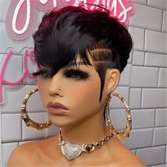 Angle Bob Pixie Cut Virgin Human Hair Lace Wig Mohawk Haircut For Women, Curly Pixie Haircut, Angle Bob, Celebrity Pixie Cut, Diy Hair Wig, Short Weave Hairstyles, Shaved Side Hairstyles, Natural Hair Cuts, Short Hair Images