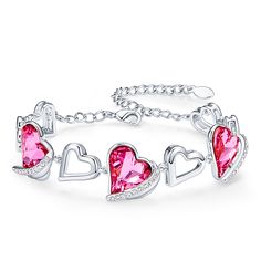 Heart Charm Bracelet With Swarovski Crystals Item Type: Bracelets Bracelets Type: Chain &amp; Link Bracelets Gender: Women Metals Type: Copper Fine or Fashion: Fashion Style: TRENDY Material: Crystal Chain Type: Link Chain Compatibility: All Compatible Shape\pattern: Heart Setting Type: Tension Setting Clasp Type: LOBSTER Crystal Angels, Swarovski Crystal Bracelet, Heart Chain, Birthstone Bracelets, Crystal Chain, Valentines Jewelry, Crystal Charm, Pink Bracelet, Crystal Heart