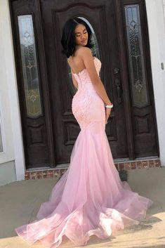 Prom Dresses With Train, Dresses With Train, Prom Dress With Train, Prom Dress Inspo, Prom Inspo, Mermaid Prom Dresses Lace, Gorgeous Prom Dresses, Stunning Prom Dresses, Pink Prom Dress