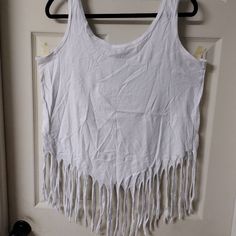 White Top 2x White Cotton Fringe Tops, Spring Casual Fringe Tank Top, Casual Fringe Tank Top For Spring, Casual Fringe Tank Top For Vacation, Casual Fringe Tank Top For Festivals, White Top, White Tops, Full Service, Customer Support