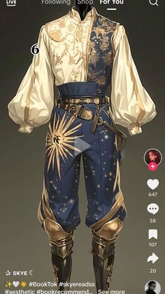 Dnd Mens Fashion, Regal Fantasy Outfits Male, Mages Clothes, Bard Outfit Aesthetic, Fancy Male Outfits Aesthetic, Fantasy God Outfits Design Male, Fancy Mask Design, Male Space Outfit, Astrology Outfits Male