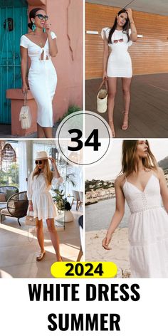 white dresses for summer with text overlay