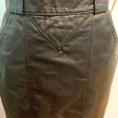 Curvy Black Leather Pencil Skirt With Nylon Lining. Vintage, With Original Tag Still Attached That Says "Parisian." Sewn In Tag States: "Interim." Believed To Be From The 80's Or 90's. Seams Are Placed To Hug Your Curves, But Please View The Photos For Measurements; The "Size 11" Attached To The Skirt Appears To Be Vintage Sizing, So You Should Go By The Measurements As Shown In The Photos Only! This Skirt Has Been Dreaming To Have You Strut Her Around - She Is So Ready! Fitted Black Leather Mini Skirt, Formal Fitted Leather Pencil Skirt, Classic Fitted Leather Skirt, High-waist Fitted Leather Skirt, High Waist Fitted Leather Skirt, Fitted Black Leather Pencil Skirt, Fitted Leather Pencil Skirt For Spring, Vintage Black Pencil Skirt, Vintage Black Knee-length Bottoms