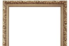 an ornate gold frame on a white background