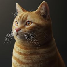 an orange cat with yellow eyes looking up