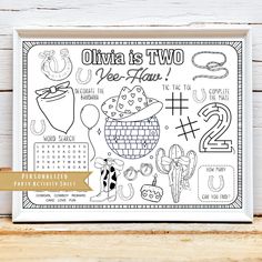 a coloring book with the title, olvia is two vee - hau