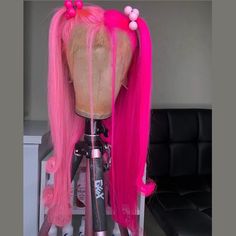 Human Hair Lace Front Wig Dark Roots Hair, Pink Lace Front, Hot Pink Hair, Pink Wig, Peruvian Hair, Front Lace Wigs Human Hair, Hair Lace, Wig Styles, Full Lace Wig