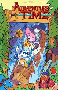 an advertisement for adventure time with cartoon characters