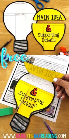 a hand holding a piece of paper next to a light bulb with the words free printable