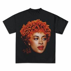 a black t - shirt with an image of a woman's face