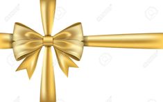 a golden bow with a ribbon on white background stock photo - 958972