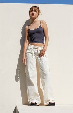 PacSun Bone Low Rise Baggy Flare Pants | PacSun Summer Cotton Mid-rise Parachute Pants, Summer Mid-rise Cargo Parachute Pants, Cream Wide Leg Cargo Pants, White Mid-rise Summer Cargo Pants, Cream Wide Leg Cargo Pants For Summer, White Cargo Style Parachute Pants For Summer, Wide-leg Cream Cargo Pants For Summer, Casual Cream Cargo Pants For Summer, Boujee Style