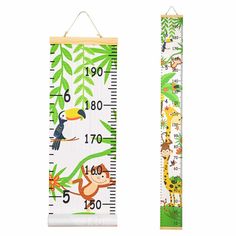 two children's growth rulers with jungle animals on them