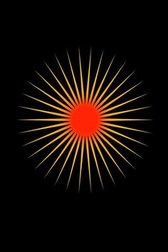 an orange and yellow sunburst on a black background