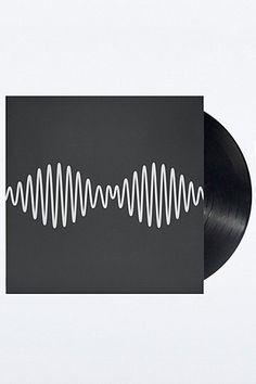 a black record with white spirals on the front and back cover, against a white background