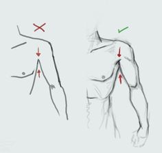 an image of the back and side view of a man's chest with arrows pointing to