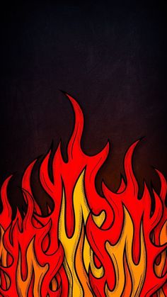 a drawing of flames on a black background