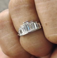 Seven Stone Baguette Cut Moissanite Engagement Ring/14k White Gold Bezel Set Ring/Antique Promise Ring/Art Deco Wedding Anniversary Ring **𝐃𝐢𝐚𝐦𝐨𝐧𝐝 𝐃𝐞𝐭𝐚𝐢𝐥𝐬** > Center Stone : Moissanite  > Center Stone Shape : Baguette Cut  > Center Stone Colour : D - White (Colorless) > Stone Clarity : VVS **𝐒𝐢𝐝𝐞 𝐃𝐢𝐚𝐦𝐨𝐧𝐝 𝐃𝐞𝐭𝐚𝐢𝐥𝐬** > Side Stone : Moissanite > Side Stone Shape : Baguette > Side Stone Color : D - White (Colorless) > Stone Clarity : VVS ✦All metals are available - 925 Antique Promise Rings, Bezel Set Wedding Ring, Baguette Side Stones, Bezel Set Ring, Stone Colour, Baguette Ring, Wedding Anniversary Rings, Deco Wedding, Diamond Anniversary Rings