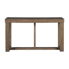 a wooden console table with two doors open